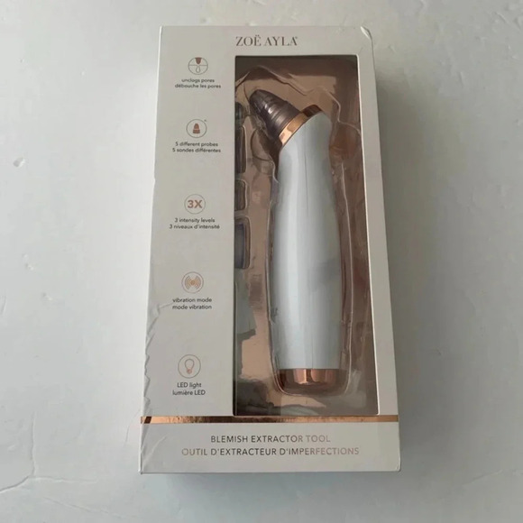 Acne Blemish Blackheads Extractor Tool Zoe Ayla Unclogs Pores LED Light New - Picture 1 of 5